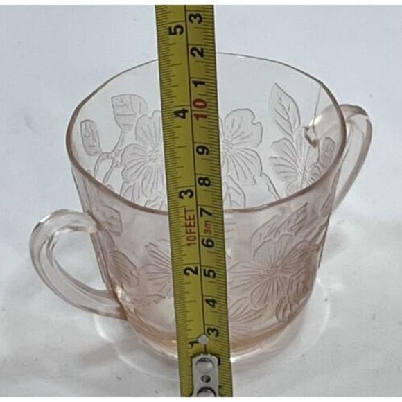 Vtg Pink Depression Glass MacBeth Evans Dogwood ApplePattern Creamer & Sugar - Picture 6 of 6
